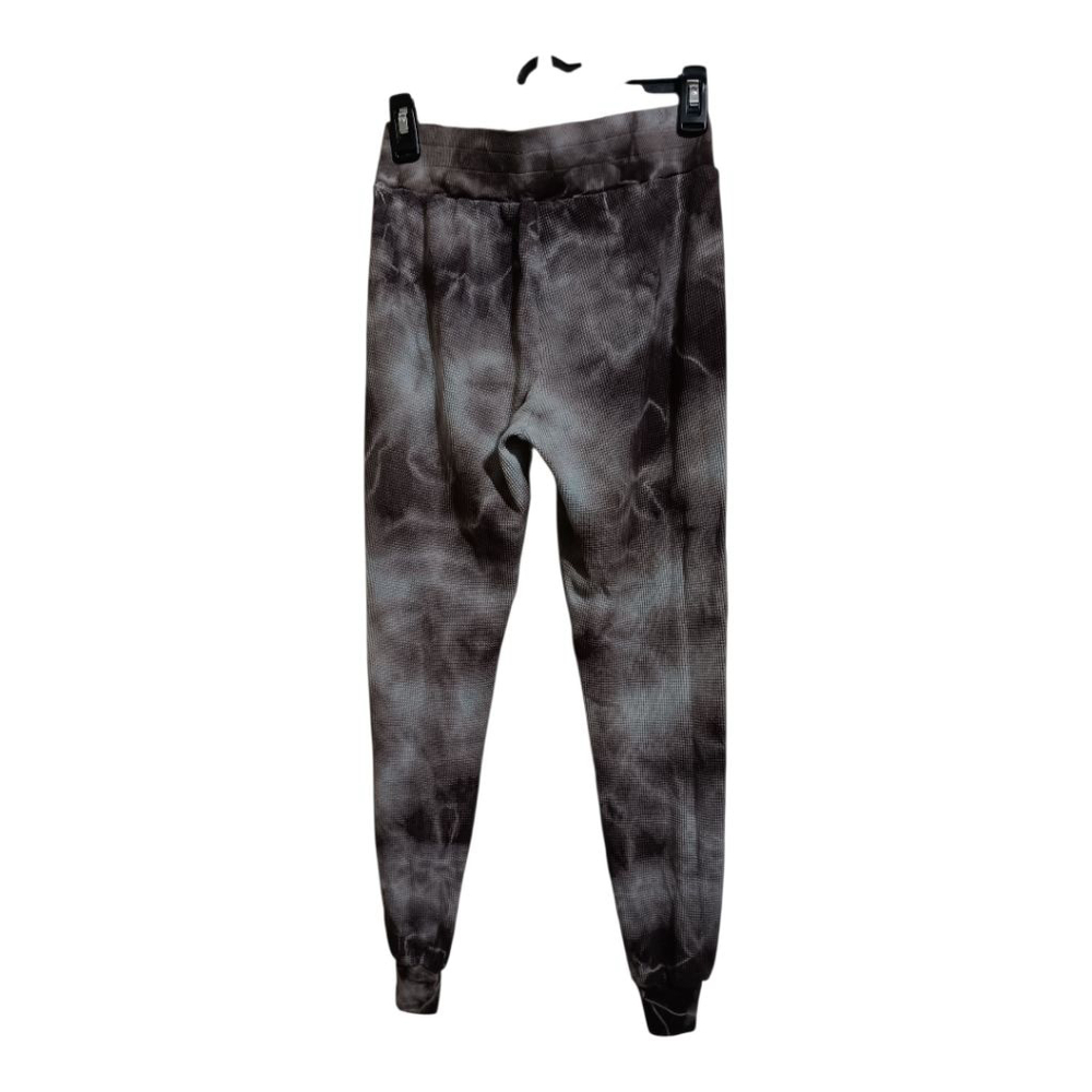 Brooklyn Karma Charcoal Grey Blue Tie Dye Thermal Crew Neck Crop Top & Pants Set - Picture 13 of 17